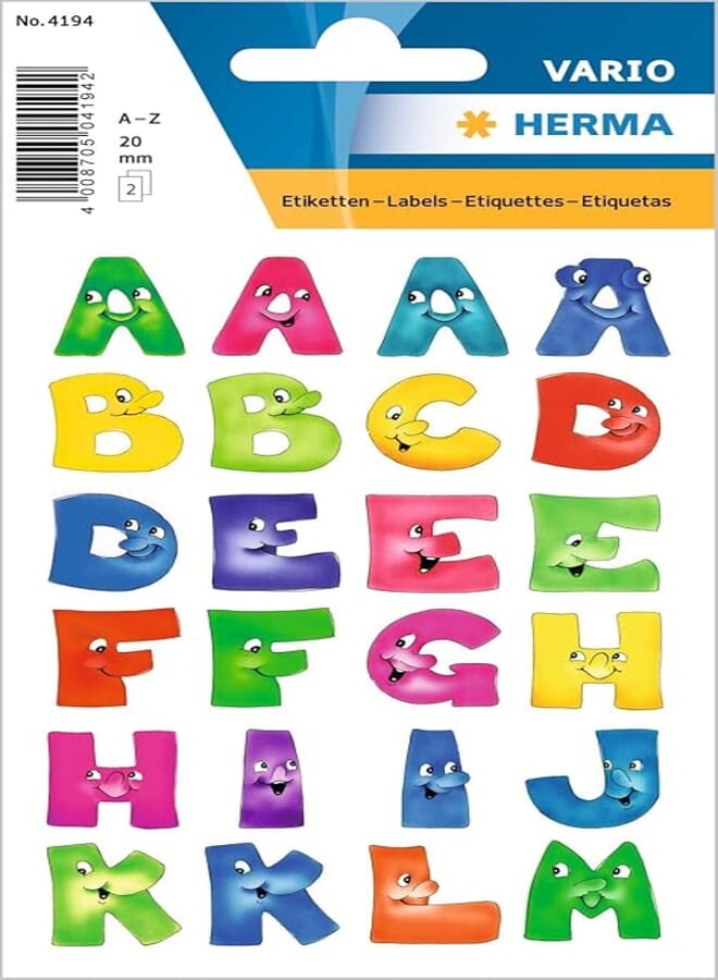 Herma Premium Self Adhesive Stickers Pack of 2 Sheets Different Shapes Water-Resistant For Craft Cards Decorations, Playing And Collecting - Multi Colour